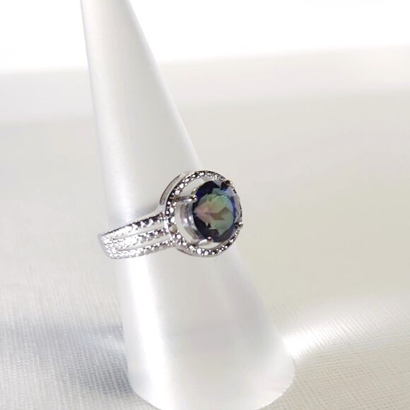 Blue Mystic Gemstone 1.9 Carats Ring Size 7 - Picture 6 of 7